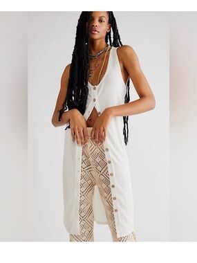 NWOT Free People Gia Long Ivory Vest Dress Size L